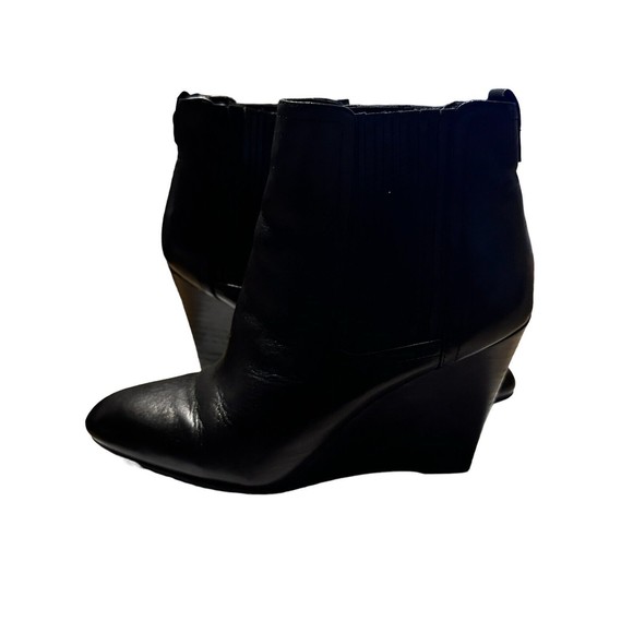 Sam Edelman Women Chelsea Boots Black Leather Pull On Size 7 Medium Wedge Heel - Picture 7 of 16